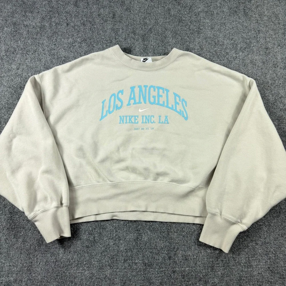 Nike Sweatshirt Womens Small Beige Los Angeles Nike Inc LA Cropped FQ6232-104